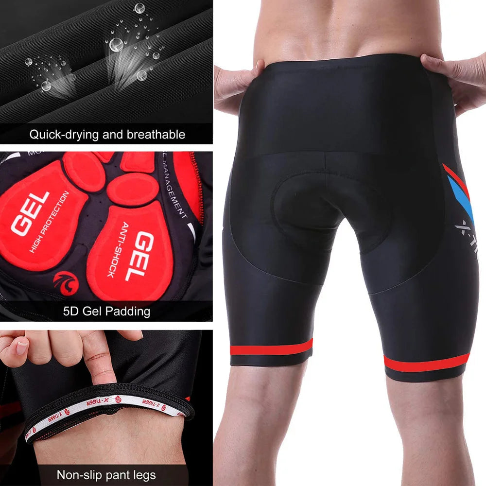 Pantalones cortos de ciclismo para hombre X-TIGER Coolmax 5D con acolchado, pantalones para montar en bicicleta, pantalones cortos de ciclismo MTB a prueba de golpes, mallas de ciclismo.