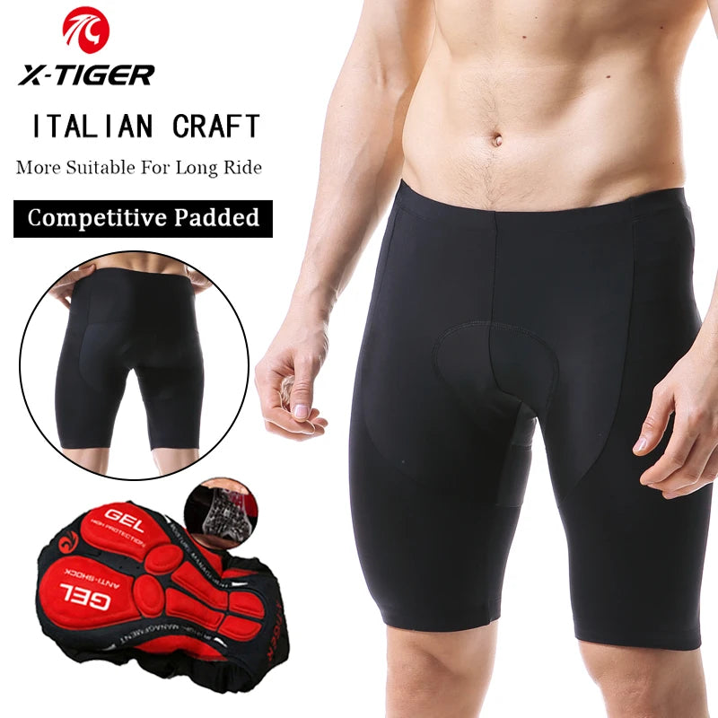Pantalones cortos de ciclismo para hombre X-TIGER Coolmax 5D con acolchado, pantalones para montar en bicicleta, pantalones cortos de ciclismo MTB a prueba de golpes, mallas de ciclismo.