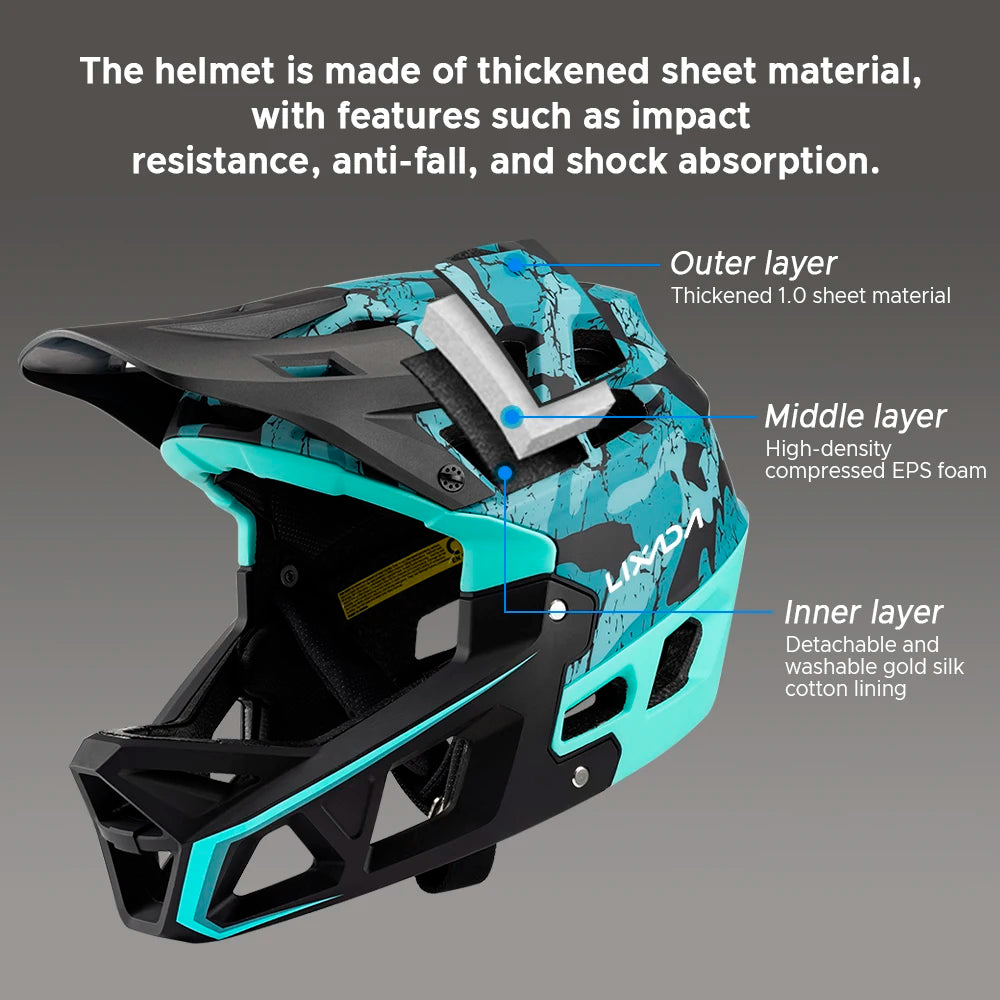 Full Face Mountain Bike Helmet Adult Racing Downhill MTB Helmet for Men/Women Adult Mountain Bike Helmet with Visor Over 31 Vent