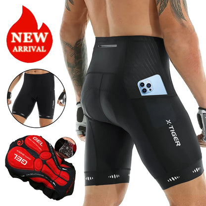 Pantalones cortos de ciclismo para hombre X-TIGER Coolmax 5D con acolchado, pantalones para montar en bicicleta, pantalones cortos de ciclismo MTB a prueba de golpes, mallas de ciclismo.