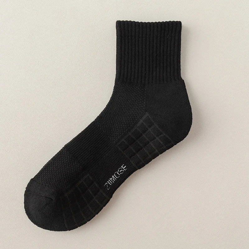 1pairs Socks Men's Cotton Deodorant Winter Towel Bottom with Velvet Mid-tube White Stockings Thickened Sports Basketball Socks