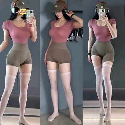 Seamless Jacquard Yoga Pants with Super Soft Touch Tight Body Hip Lifting Three Part Pants,Fitness Shorts for Women