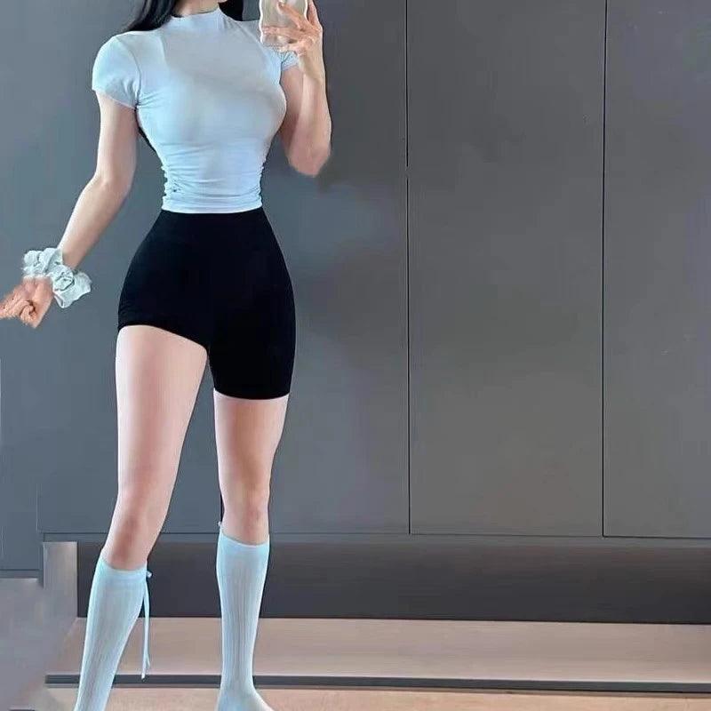 Seamless Jacquard Yoga Pants with Super Soft Touch Tight Body Hip Lifting Three Part Pants,Fitness Shorts for Women