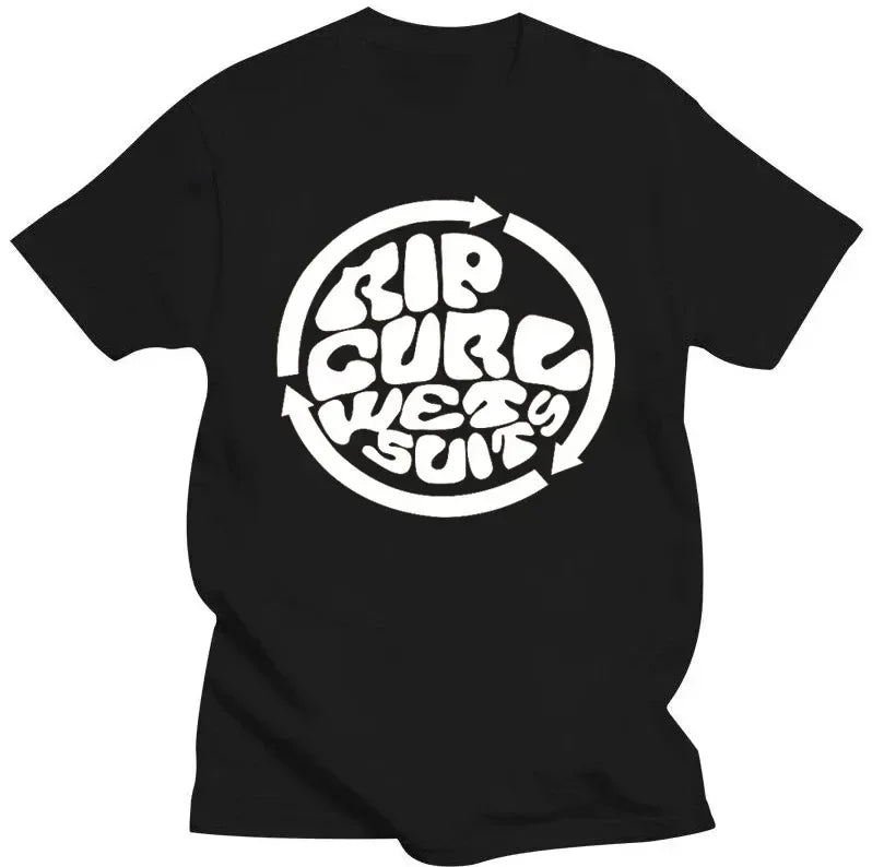 Men's T Shirts Rip Curl Print Short Sleeve Vintage High Quality T-Shirt Streetwear 100% Cotton Loose Tops Breathable Tee